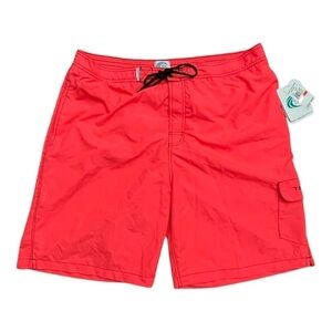 Teal COVE Men’s Swim Trunks with Elastic & Drawstring Orange Black Size XXL.